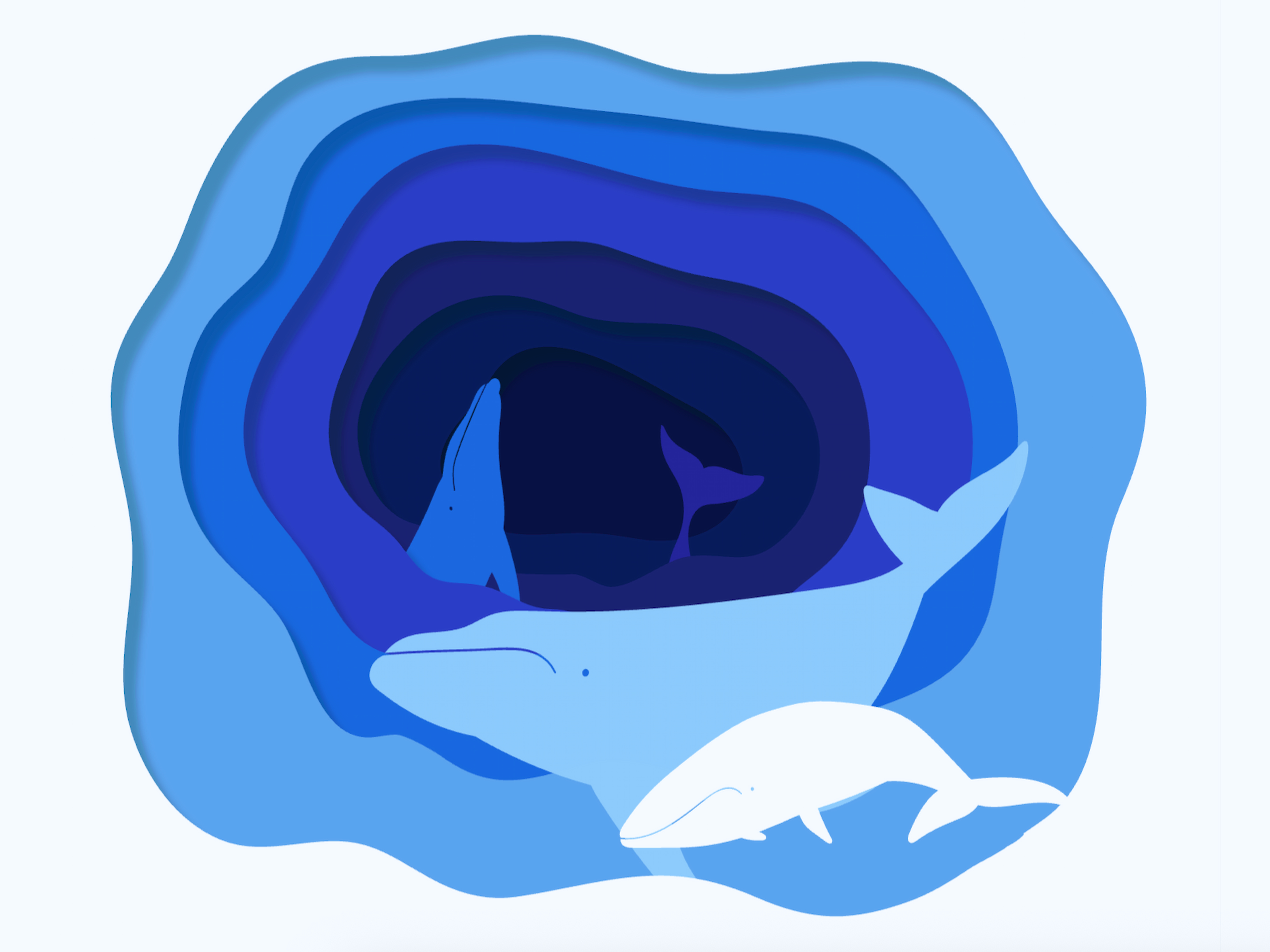 Screenshot of whales illustration animation on svg-project page